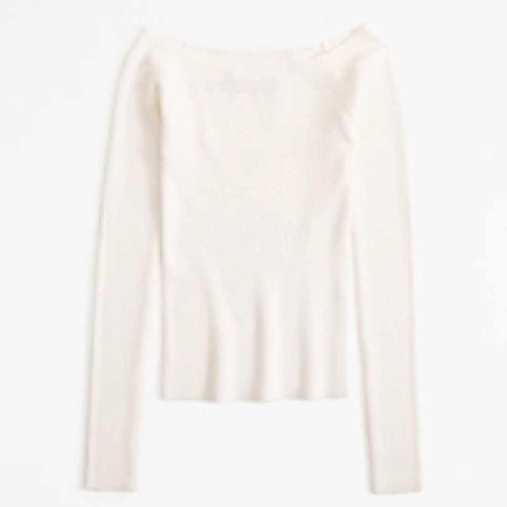 Abercrombie & Fitch long sleeve off the shoulder top, cream, size medium